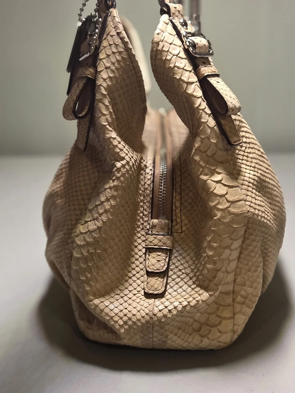 Coach Luxe Python Snakeskin Embossed Leather Maggie Madison Hobo Bag NEW • Rare - Picture 4 of 16